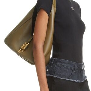 GIVENCHY Medium Padlock Hobo Leather Bag In Khaki